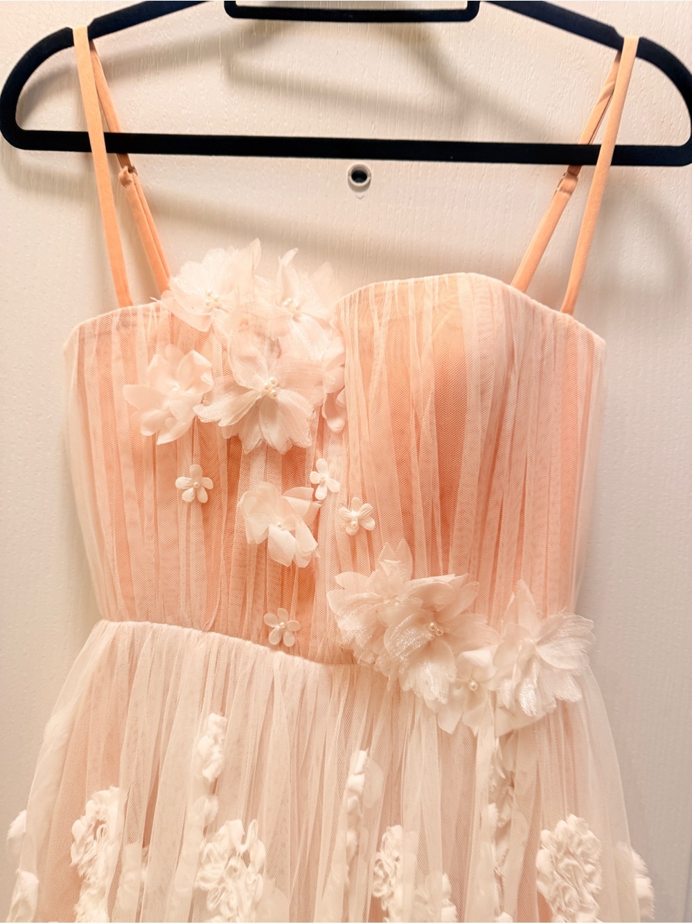 Helsi Juliette strapless 3D floral appliqué White Tiered Midi Dress  Size XS - Picture 6 of 11